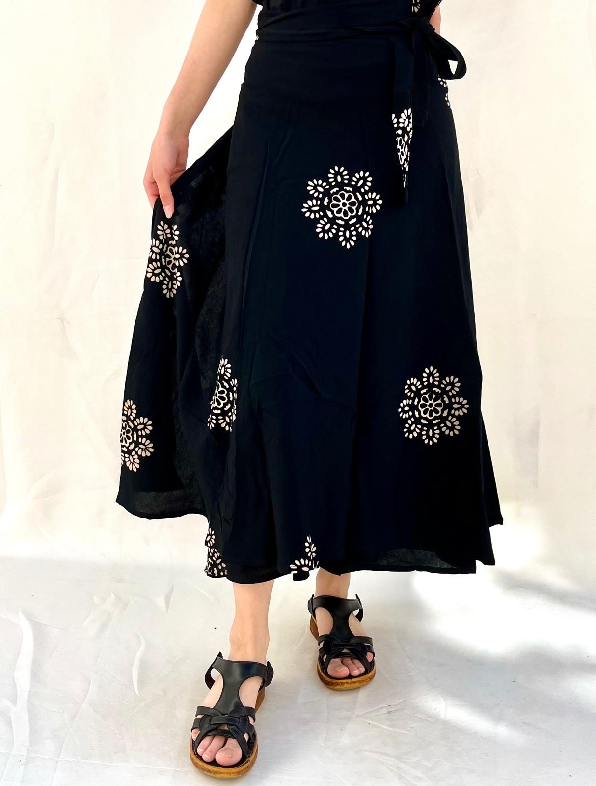 High Quality 100% Viscose Women's Bohemian Print Summer Beach Ethnic Tribal Floral Wrap Casual Breathable Eco-Friendly Skirt - 图片 2
