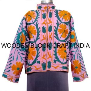 New Trending Women 100% Cotton Duck Fabric Suzani Jacket Handmade Embroidery Quilted Knitted Breathable Eco-Friendly Summer