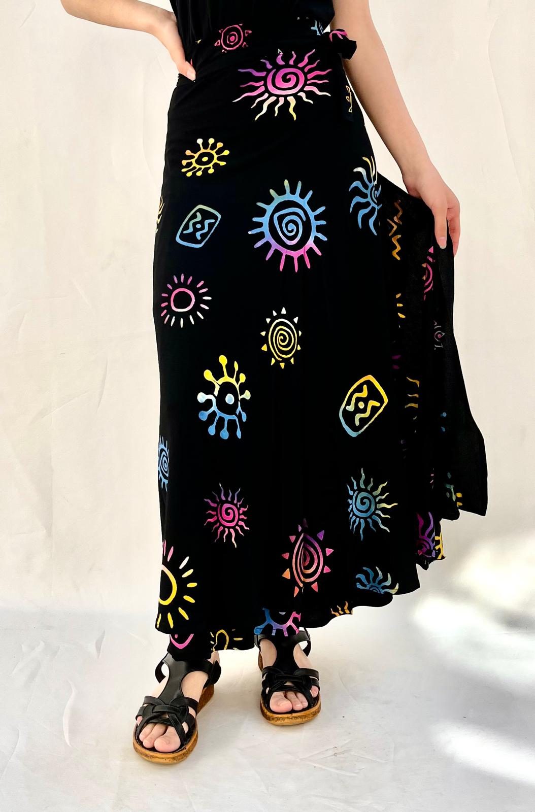 High Quality 100% Viscose Women's Bohemian Print Summer Beach Ethnic Tribal Floral Wrap Casual Breathable Eco-Friendly Skirt