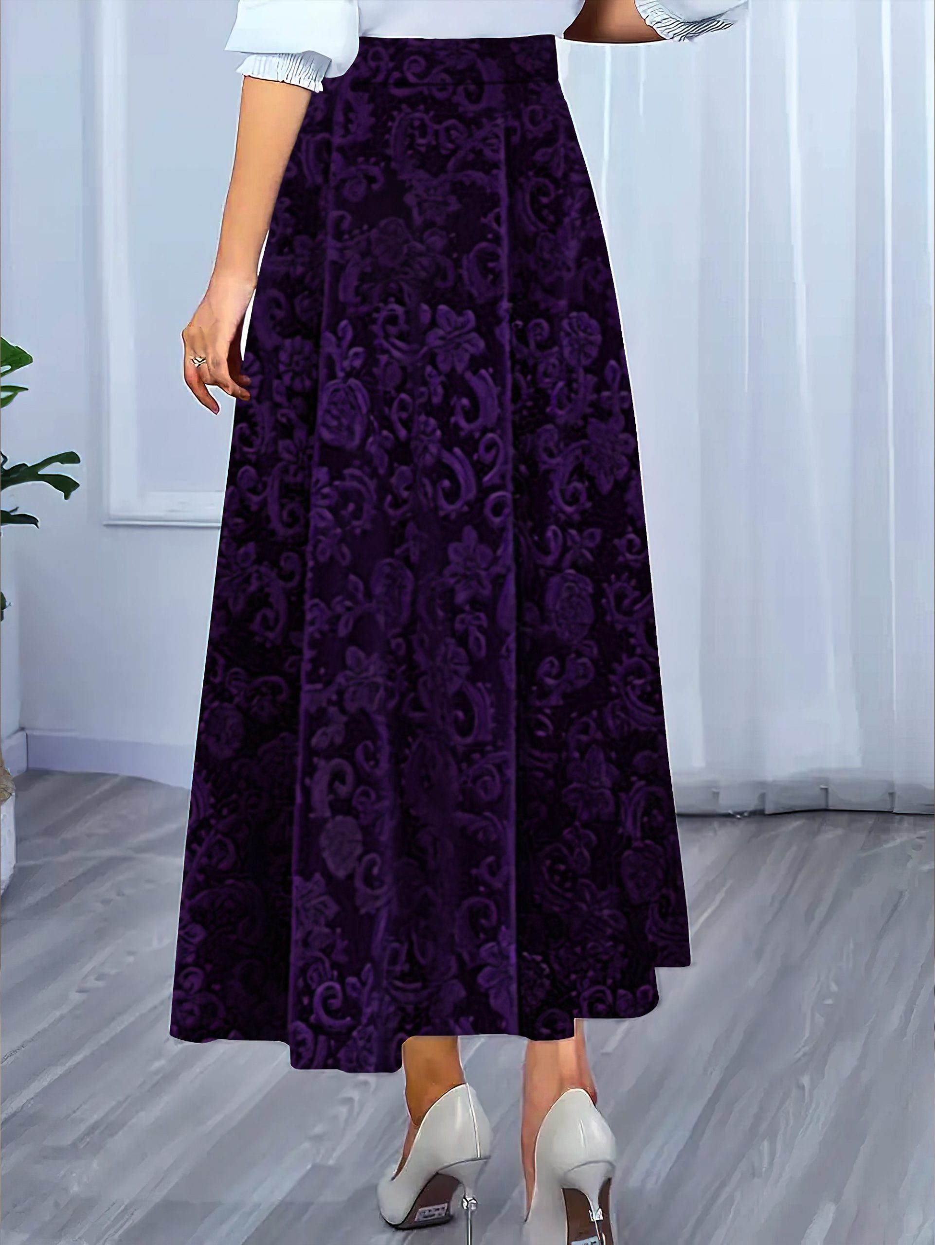 Summer New Wide Leg Skirt High Waist Printed Casual Women Ankled - 图片 6