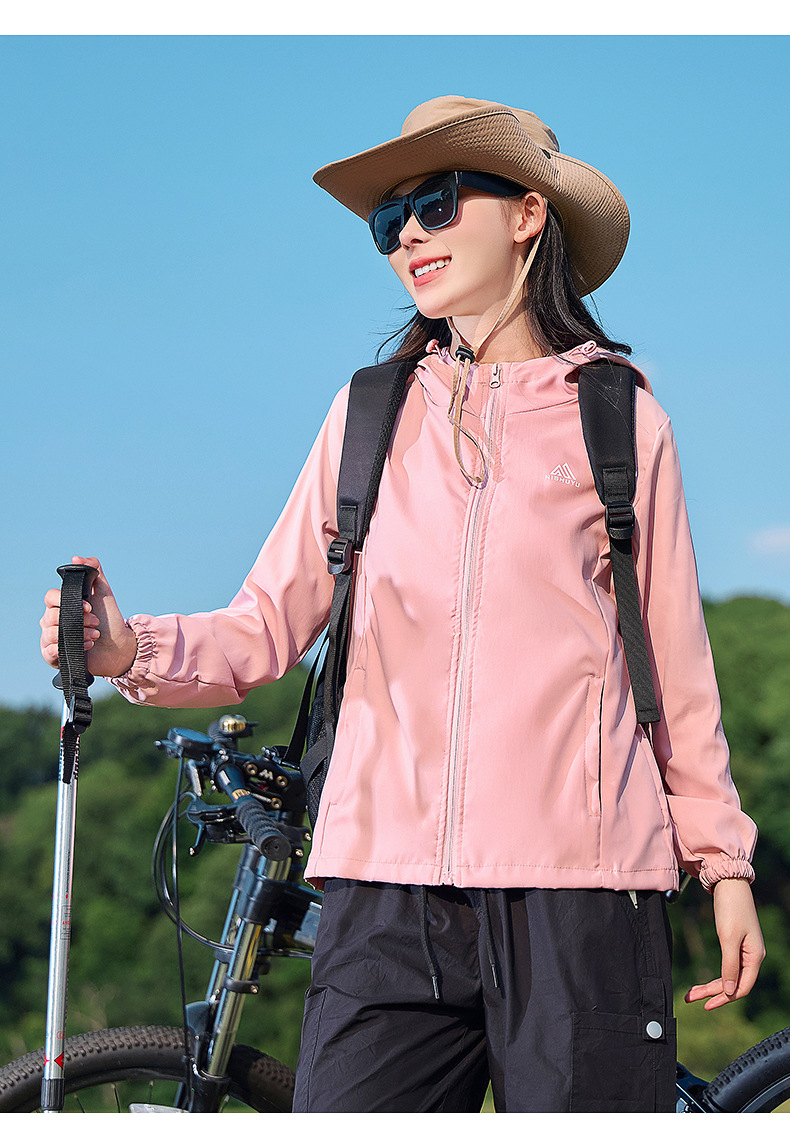 Spring Summer Lightweight Women's Hooded Softshell Jacket Wool/Silk Zipper Closure Breathable Sports Mountaineering Coat - 图片 16