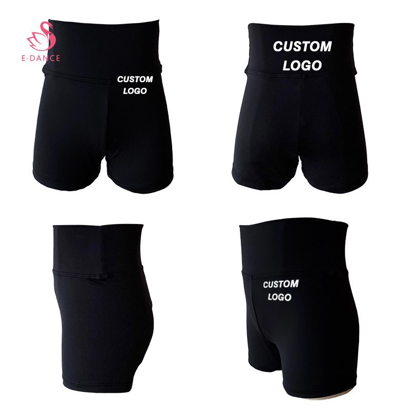 ALD002 OEM ODM Custom Logo Girls High Waist Short Black Solid Biker Shorts