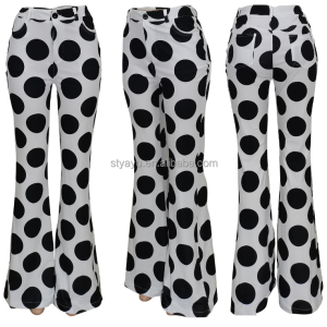 2023 Fashion Polka Dot Print Micro-flared Trousers Women's Trousers