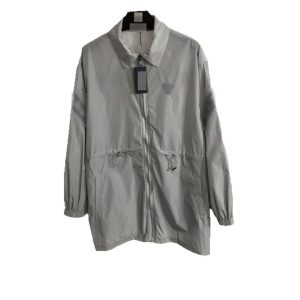 Women's Casual Long Sleeve Trench Coat Zipper 25 Spring Summer New Logo Letter Embroidered Chest Drawstring Waist Jacket