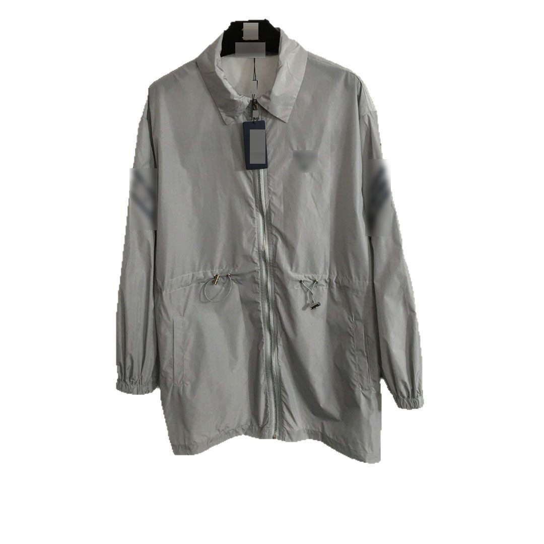 Women's Casual Long Sleeve Trench Coat Zipper 25 Spring Summer New Logo Letter Embroidered Chest Drawstring Waist Jacket