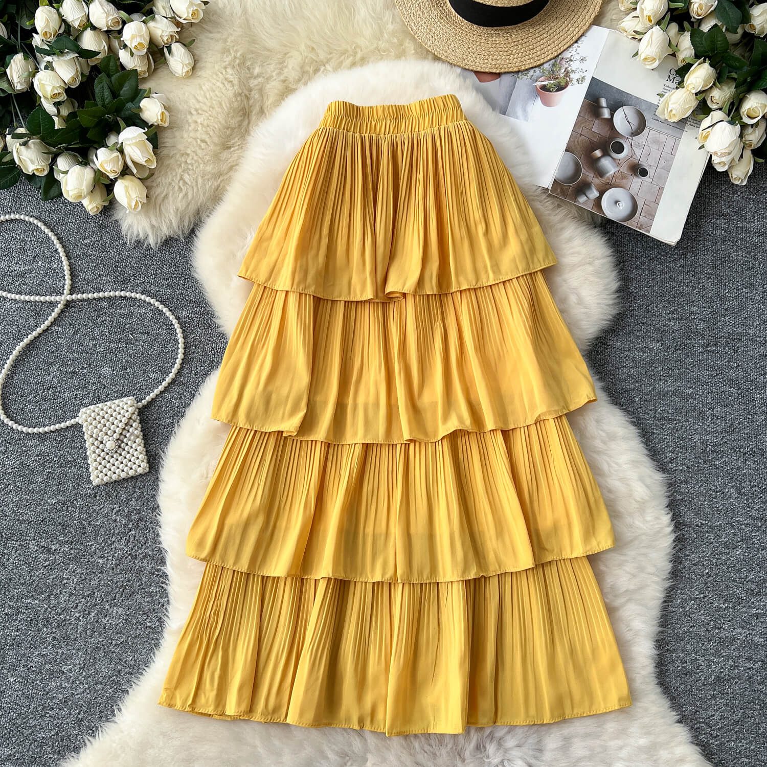 Women's New Autumn High-waisted Mid-length A-line Cake Skirt with Drape - 图片 9