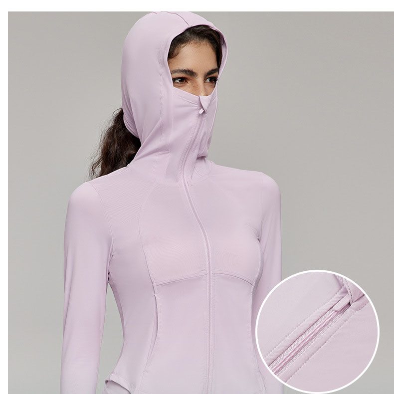 2025 Newest Summer UPF 50+ Slim Fit Hooded Coat Zipper Thumb Hole Anti-UV Jacket Outdoor Sunproof Clothing for Women - 图片 2