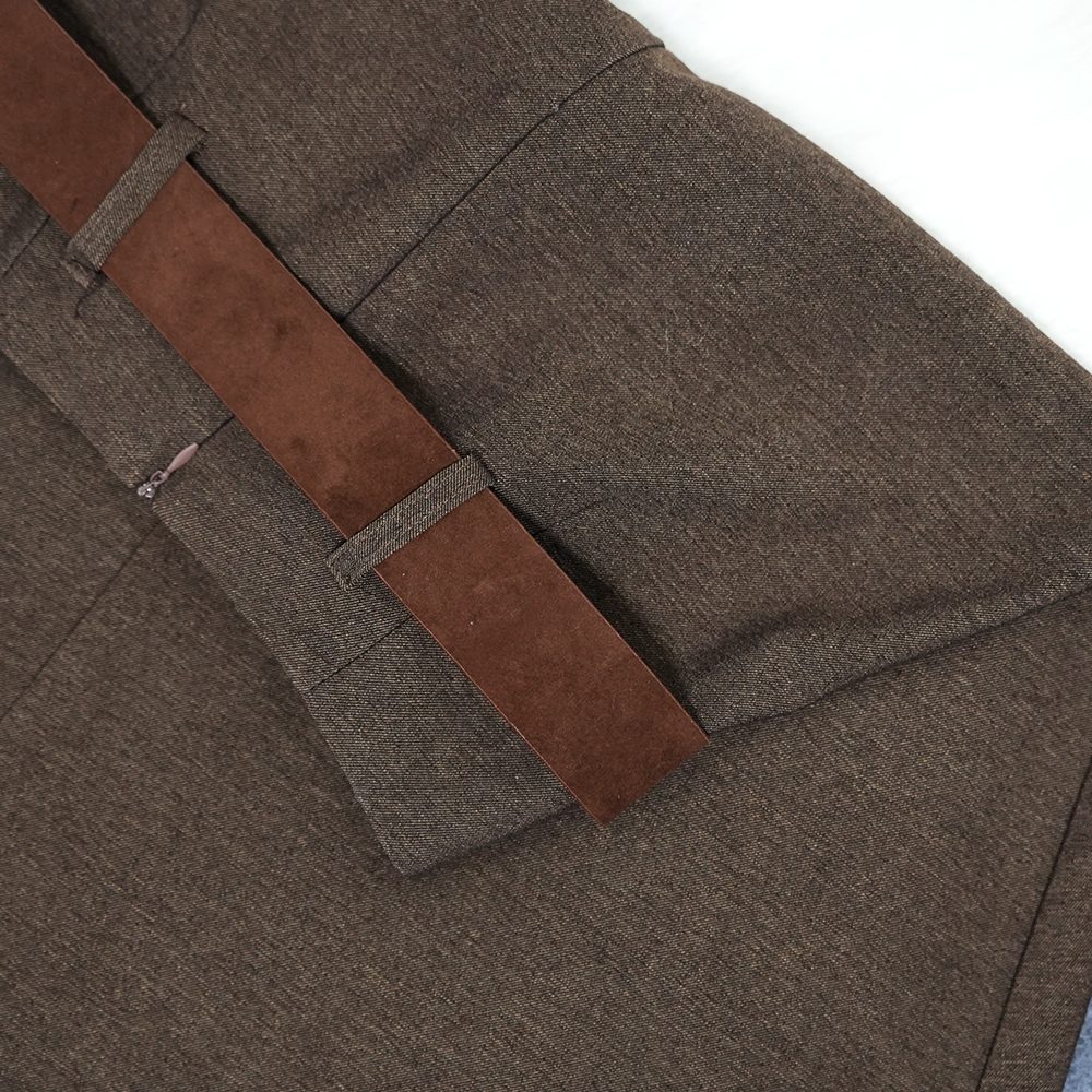 French Elegant Women's A-line Skirt with Belt - Stylish Fall and Winter Casual Plain Skirt - 图片 8