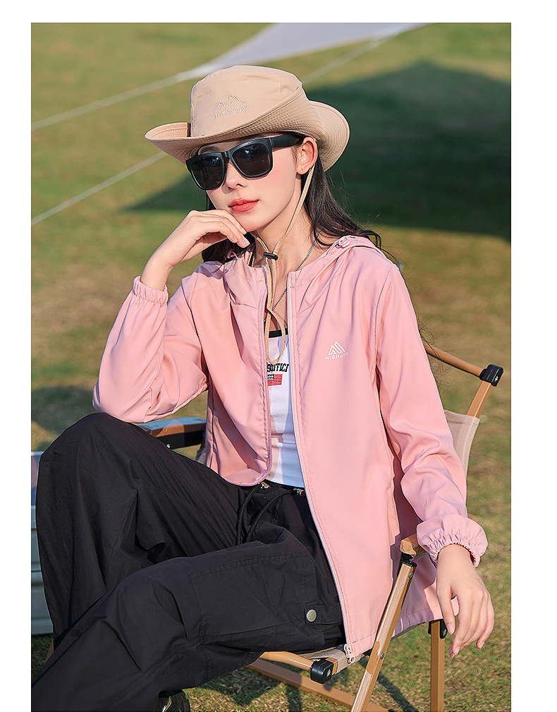 Spring Summer Lightweight Women's Hooded Softshell Jacket Wool/Silk Zipper Closure Breathable Sports Mountaineering Coat - 图片 15