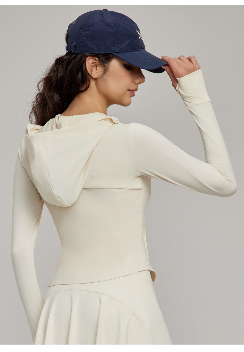 2025 Newest Summer UPF 50+ Slim Fit Hooded Coat Zipper Thumb Hole Anti-UV Jacket Outdoor Sunproof Clothing for Women - 图片 8