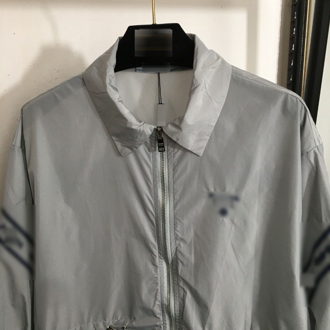 Women's Casual Long Sleeve Trench Coat Zipper 25 Spring Summer New Logo Letter Embroidered Chest Drawstring Waist Jacket - 图片 2