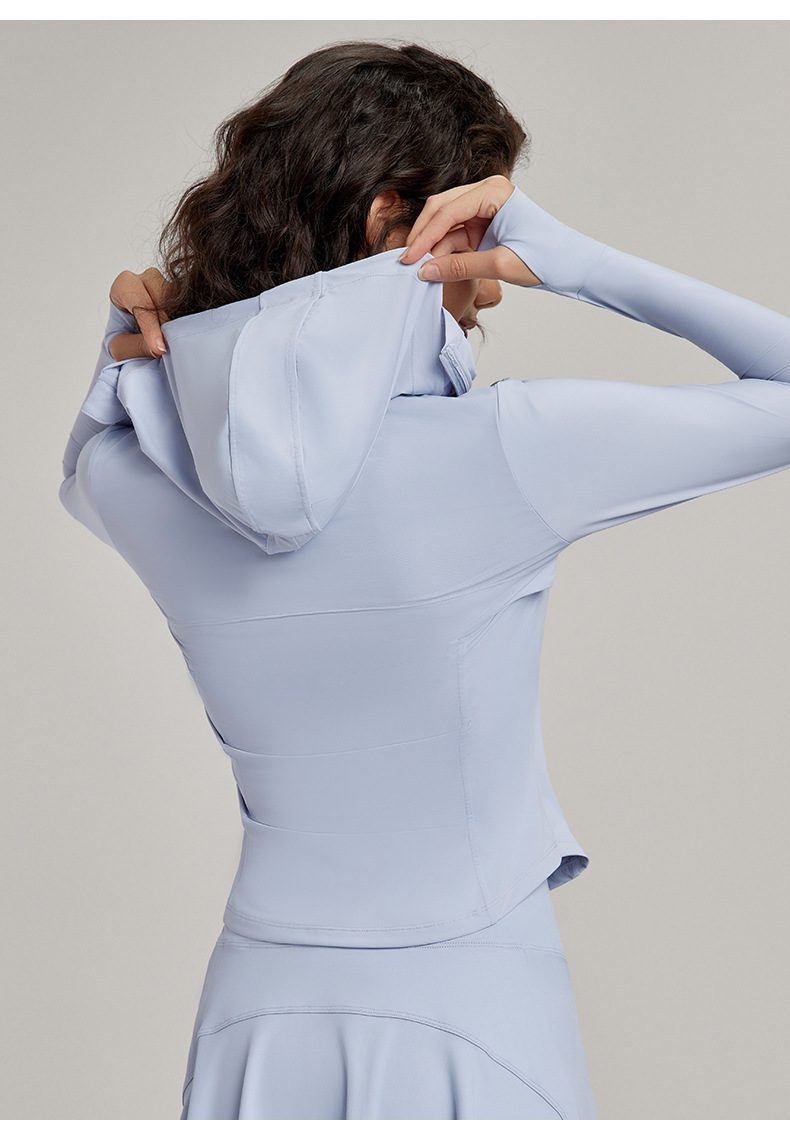 2025 Newest Summer UPF 50+ Slim Fit Hooded Coat Zipper Thumb Hole Anti-UV Jacket Outdoor Sunproof Clothing for Women - 图片 14