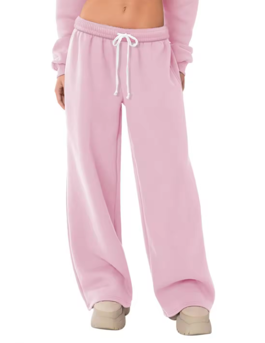 Custom Heavyweight Cotton Custom Logo Women's Straight Pants Low Waist Casual Breathable Eco-Friendly Anti-Wrinkle Drawstring - 图片 14