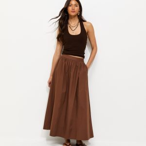 Brown Poplin Circle Skirt