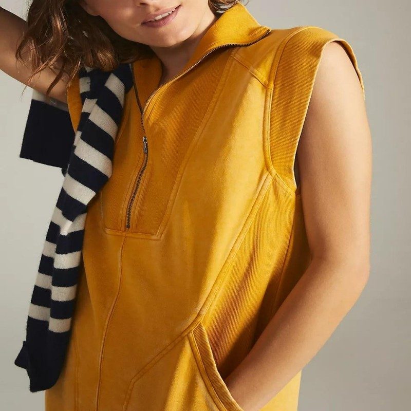 New Women's Casual Mini Dress - Plus Size Sleeveless Knit, Solid Color with Zipper Detail