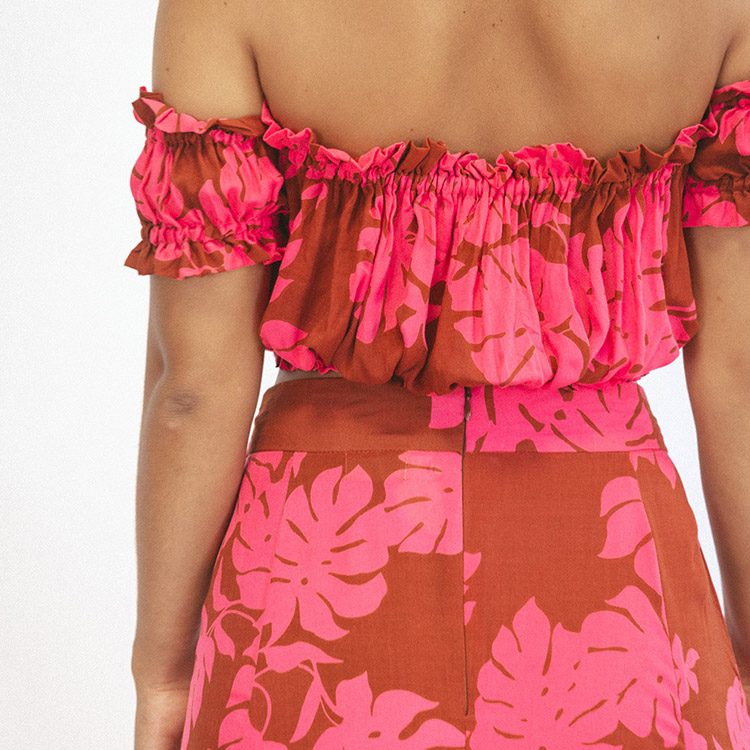 Custom Hawaiian Print Dress Bandeau Casual Dress Luxury Rayon Bohemian Top Dress Two Piece Set