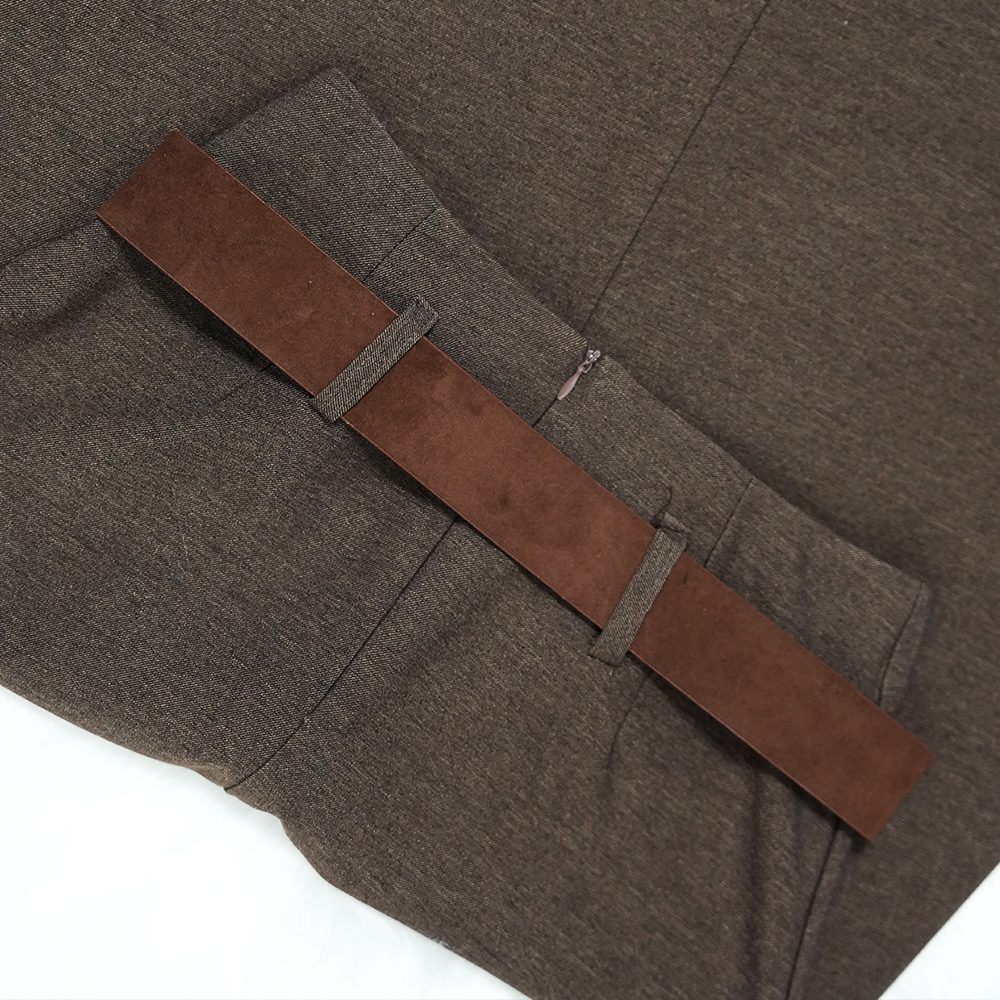 French Elegant Women's A-line Skirt with Belt - Stylish Fall and Winter Casual Plain Skirt