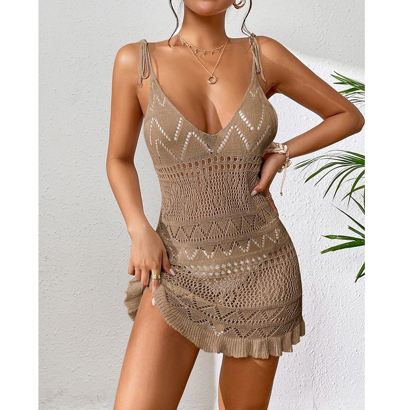 Women's Summer Fashion Casual One-Piece Beach Cover-Up New Arrival Sexy Breathable Beach Wear Dress with Skirt Bottom