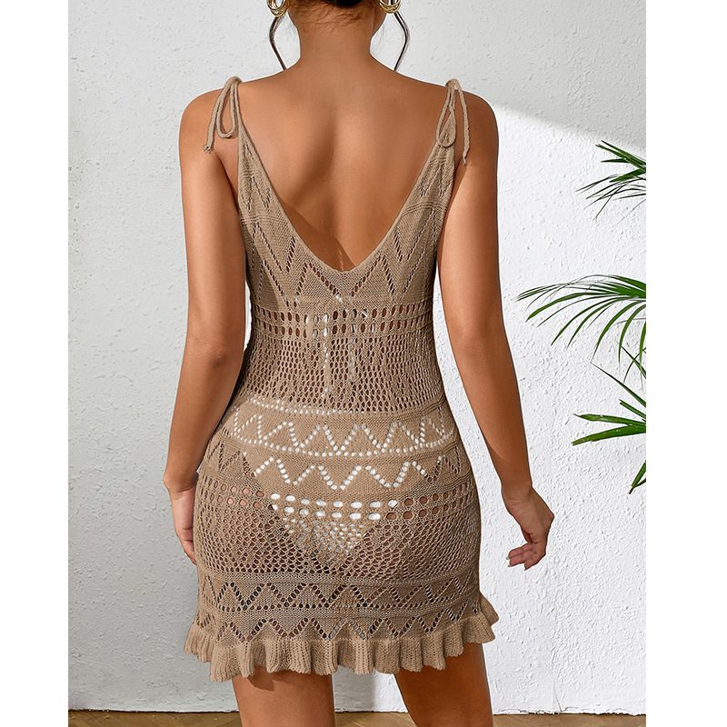 Women's Summer Fashion Casual One-Piece Beach Cover-Up New Arrival Sexy Breathable Beach Wear Dress with Skirt Bottom