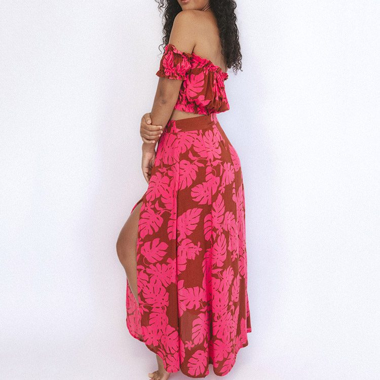 Custom Hawaiian Print Dress Bandeau Casual Dress Luxury Rayon Bohemian Top Dress Two Piece Set