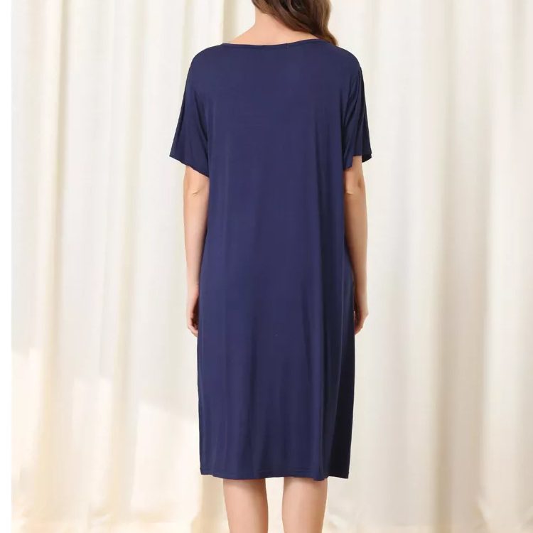 Summer Women's Nightgown Button Down Sleep Dress Short Sleeve Soft Modal Loose Pajama Sleepshirt Organic Jersey Women Homewear