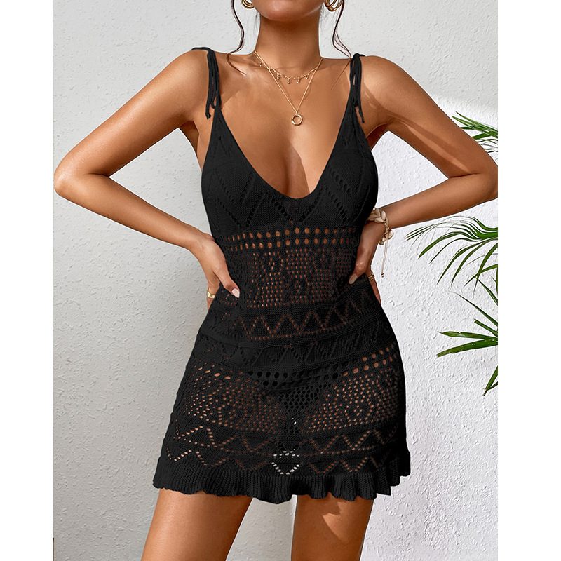 Women's Summer Fashion Casual One-Piece Beach Cover-Up New Arrival Sexy Breathable Beach Wear Dress with Skirt Bottom