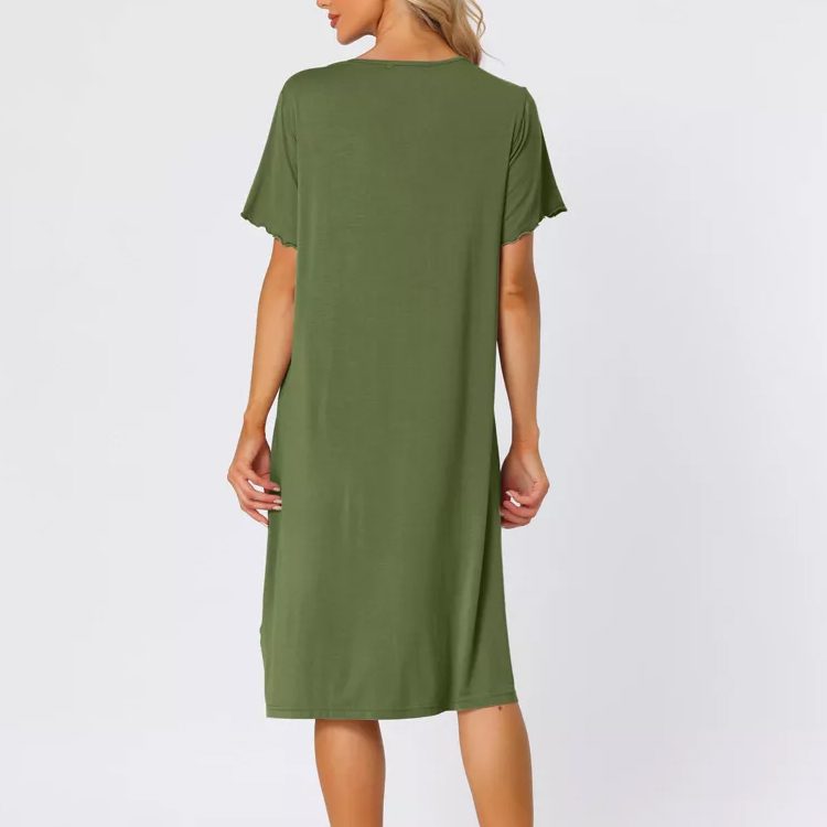 Summer Women's Nightgown Button Down Sleep Dress Short Sleeve Soft Modal Loose Pajama Sleepshirt Organic Jersey Women Homewear