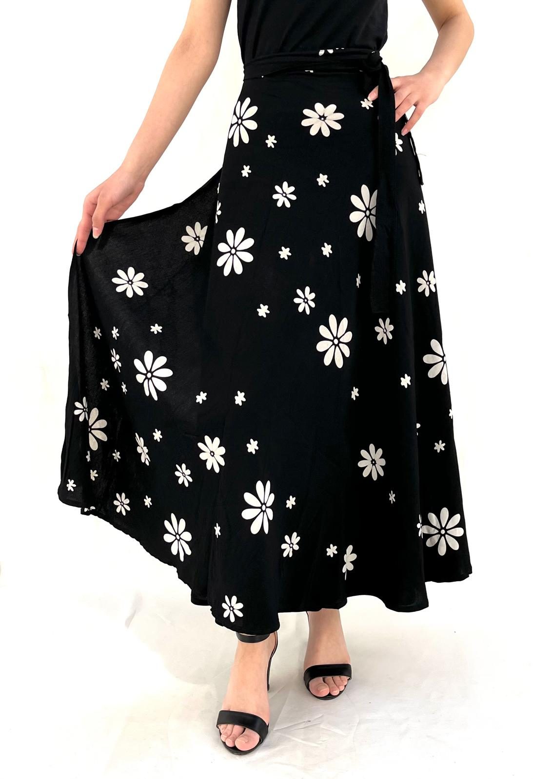 High Quality 100% Viscose Women's Bohemian Print Summer Beach Ethnic Tribal Floral Wrap Casual Breathable Eco-Friendly Skirt