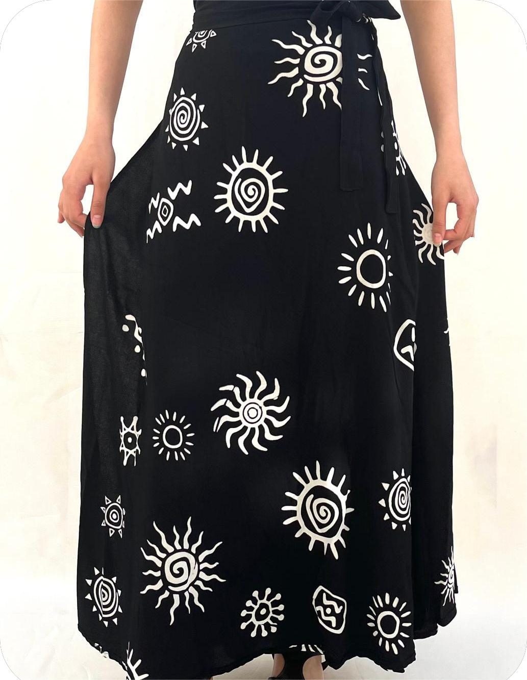 High Quality 100% Viscose Women's Bohemian Print Summer Beach Ethnic Tribal Floral Wrap Casual Breathable Eco-Friendly Skirt