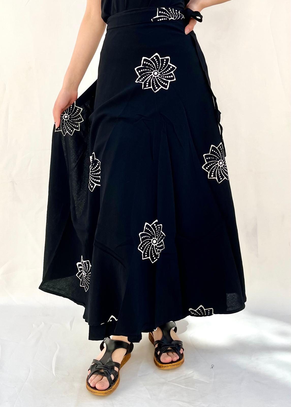 High Quality 100% Viscose Women's Bohemian Print Summer Beach Ethnic Tribal Floral Wrap Casual Breathable Eco-Friendly Skirt