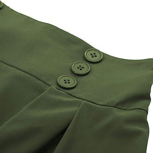 Ladies Pleated Skirt New High-waisted Casual A-line Mid-length Skirt with Pocket Button Decoration