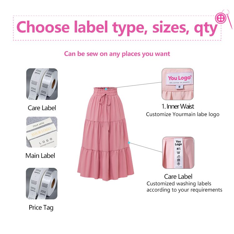 Custom OEM Women Boho Maxi Skirt High Waist Elastic A-Line Long Skirt Solid Color Flowy Summer