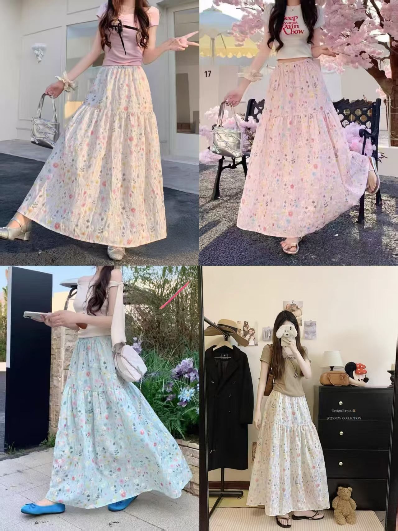 French Gentle Wind Heavy Industry Embroidered Sweet Style Floral Pattern Women's Summer High Waist Slim A-Line 100% Cotton Skirt