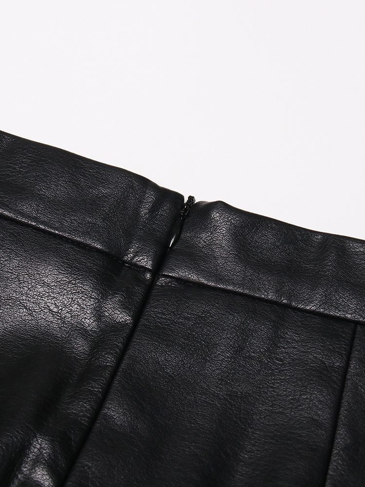 TWOTWINSTYLE Vintage Bodycon Pleated Midi Skirt High Waist Irregular Leather Patchwork Empire Waistline Plus Size Available