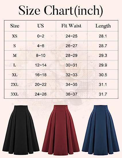 Ladies Pleated Skirt New High-waisted Casual A-line Mid-length Skirt with Pocket Button Decoration