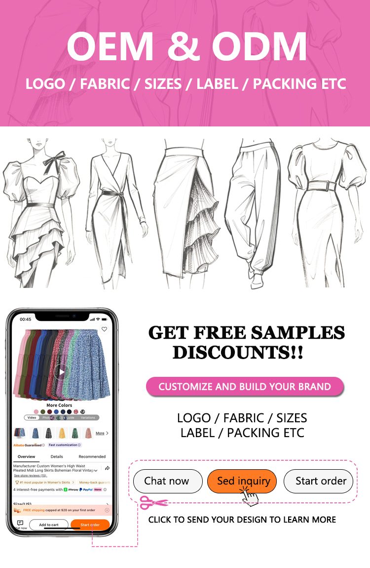 Custom OEM Women's Tiered Maxi Skirt, High Waist A-Line, Button Front, Flowy Boho Summer Skirt