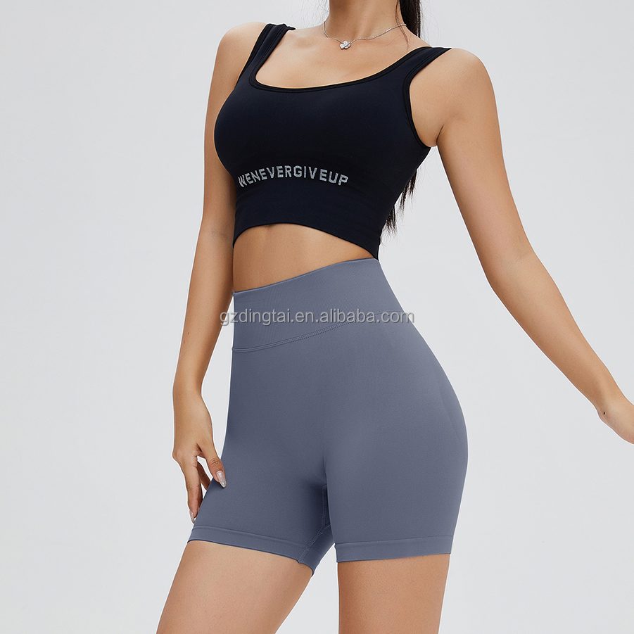 Guangzhou Dingtai Custom Logo Women Gym Sport Wear Fitness Workout Seamless Yoga Pants Scrunch Butt Lift Leggings Yoga Shorts