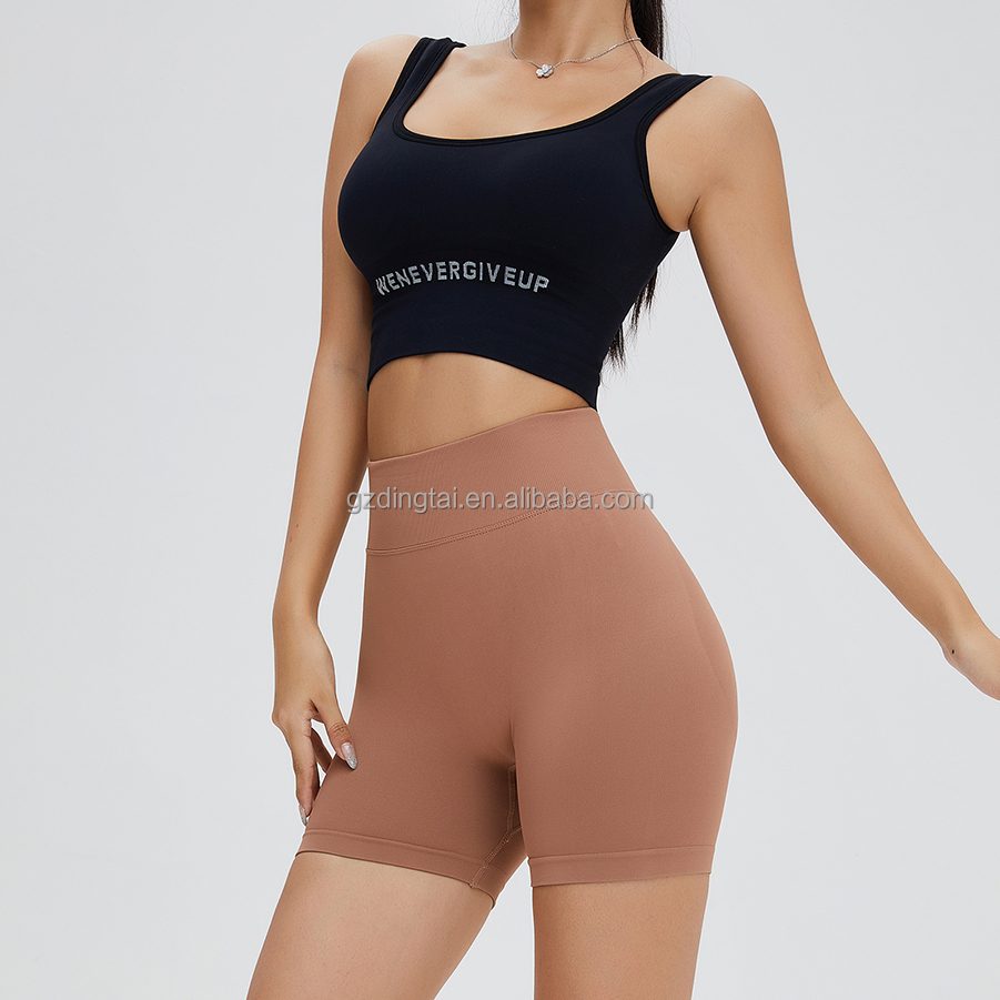 Guangzhou Dingtai Custom Logo Women Gym Sport Wear Fitness Workout Seamless Yoga Pants Scrunch Butt Lift Leggings Yoga Shorts