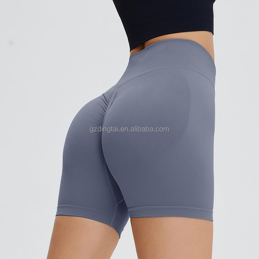 Guangzhou Dingtai Custom Logo Women Gym Sport Wear Fitness Workout Seamless Yoga Pants Scrunch Butt Lift Leggings Yoga Shorts