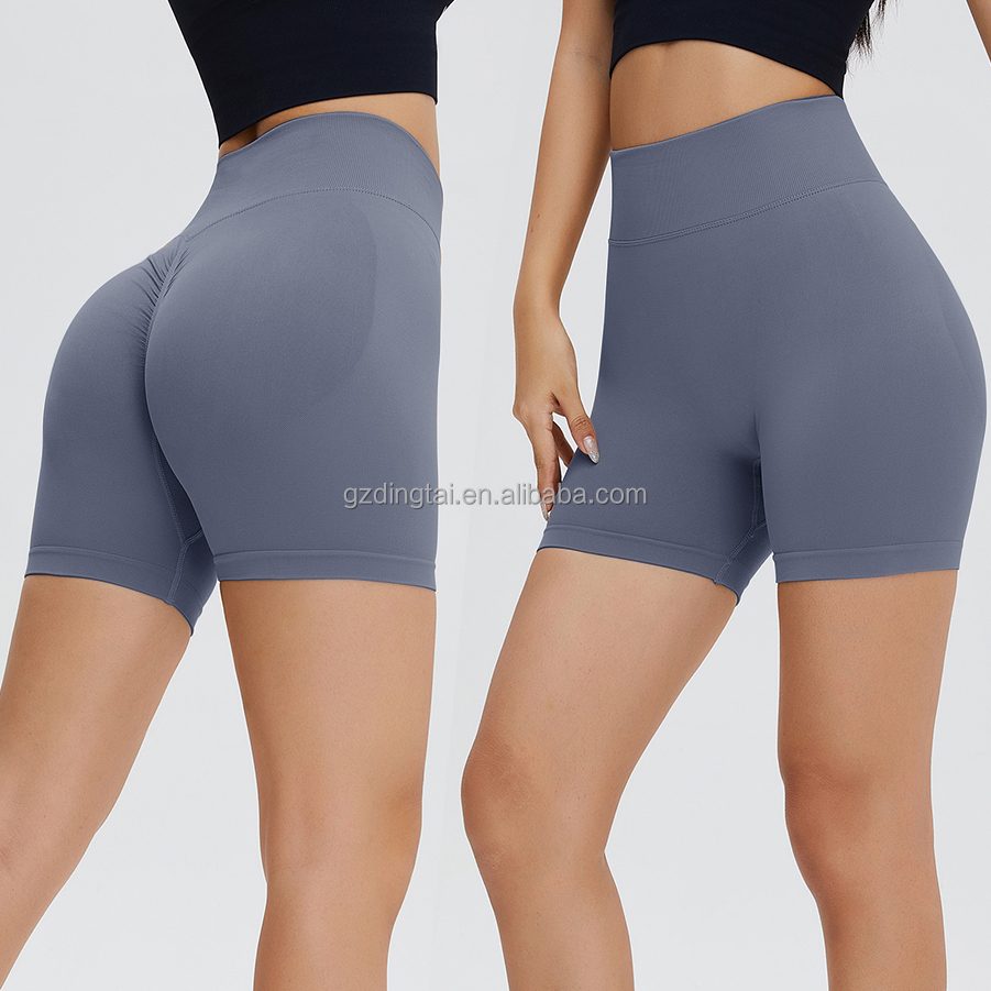 Guangzhou Dingtai Custom Logo Women Gym Sport Wear Fitness Workout Seamless Yoga Pants Scrunch Butt Lift Leggings Yoga Shorts