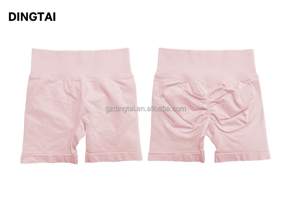 Guangzhou Dingtai Custom Logo Women Gym Sport Wear Fitness Workout Seamless Yoga Pants Scrunch Butt Lift Leggings Yoga Shorts