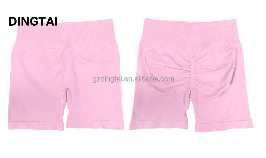 Guangzhou Dingtai Custom Logo Women Gym Sport Wear Fitness Workout Seamless Yoga Pants Scrunch Butt Lift Leggings Yoga Shorts