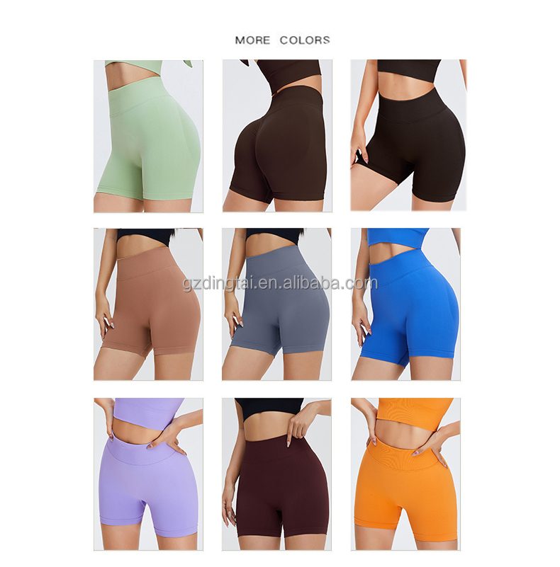Guangzhou Dingtai Custom Logo Women Gym Sport Wear Fitness Workout Seamless Yoga Pants Scrunch Butt Lift Leggings Yoga Shorts
