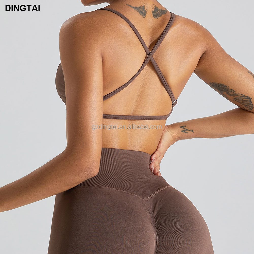 Guangzhou Dingtai Custom Logo Women Gym Sport Wear Fitness Workout Seamless Yoga Pants Scrunch Butt Lift Leggings Yoga Shorts