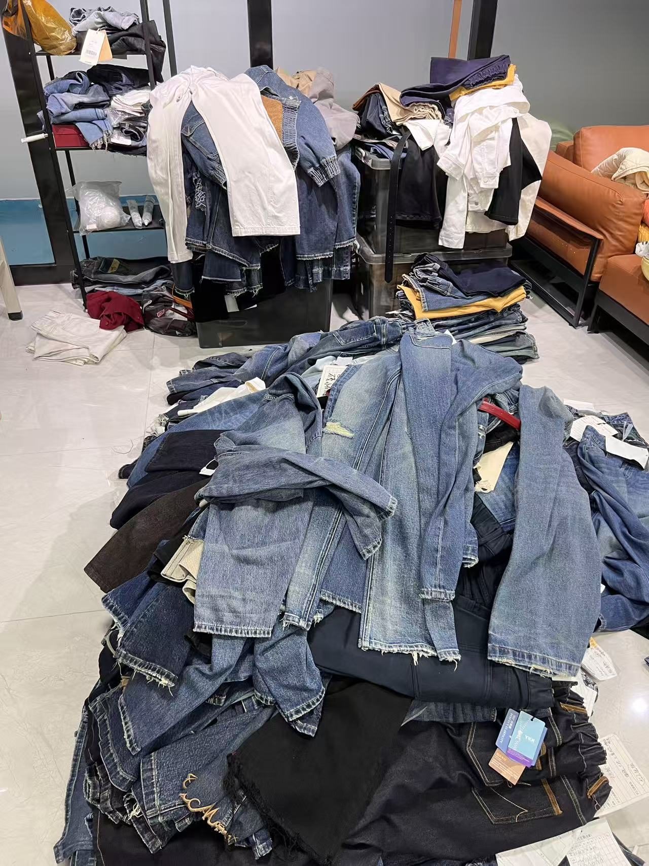 Large Size Women's Jeans Baggy Wide Leg Floor-Length Denim Pants Elastic Fabric All Season Casual High Waist Regular Plus Size