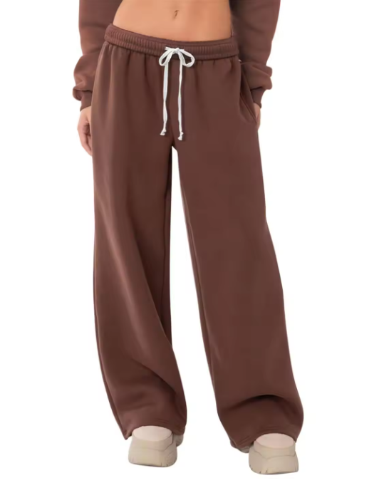 Custom Heavyweight Cotton Custom Logo Women's Straight Pants Low Waist Casual Breathable Eco-Friendly Anti-Wrinkle Drawstring