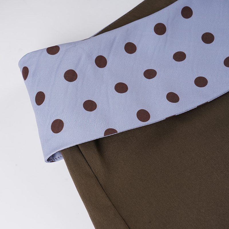 Women's Autumn Casual Retro Light Mature Contrast Color Polka Dot Splicing Design Straight Loose Flat Breathable Eco-Friendly