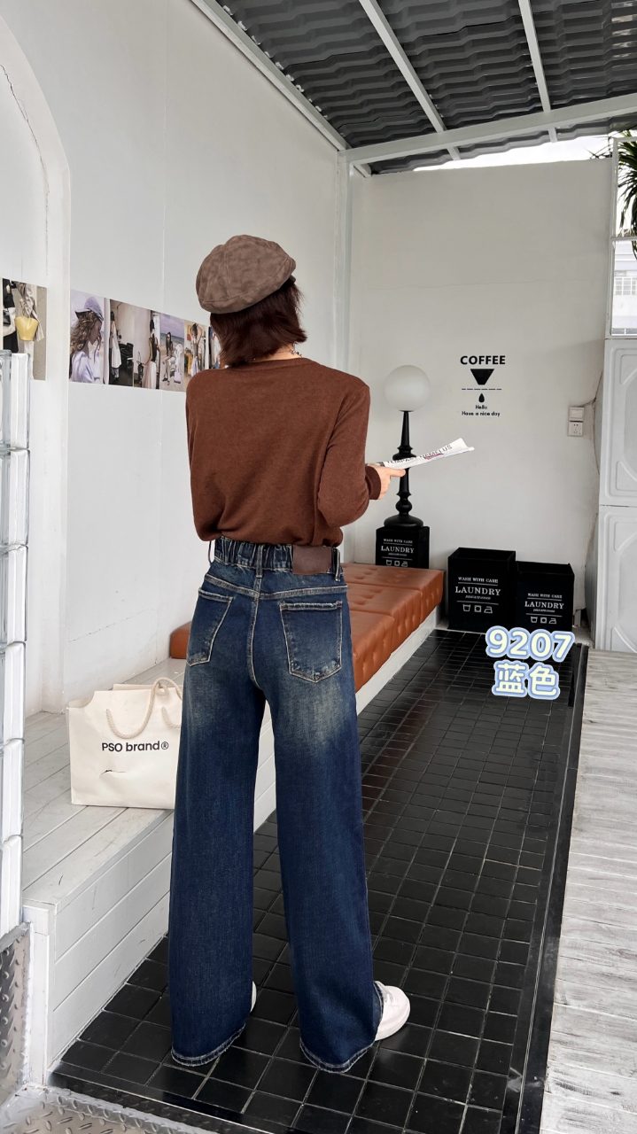 Large Size Women's Jeans Baggy Wide Leg Floor-Length Denim Pants Elastic Fabric All Season Casual High Waist Regular Plus Size