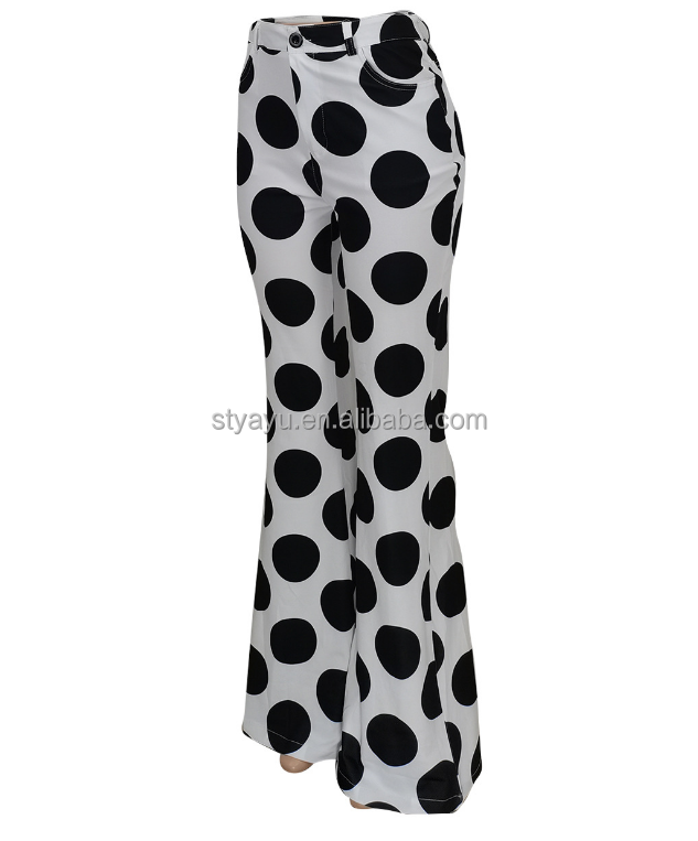 2023 Fashion Polka Dot Print Micro-flared Trousers Women's Trousers
