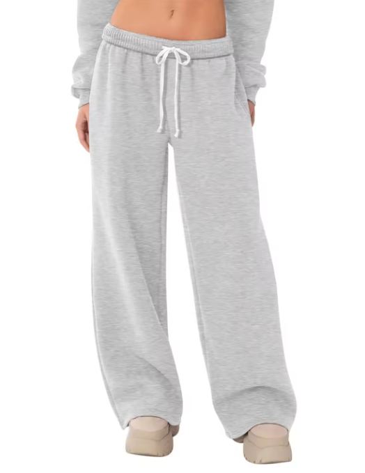 Custom Heavyweight Cotton Custom Logo Women's Straight Pants Low Waist Casual Breathable Eco-Friendly Anti-Wrinkle Drawstring